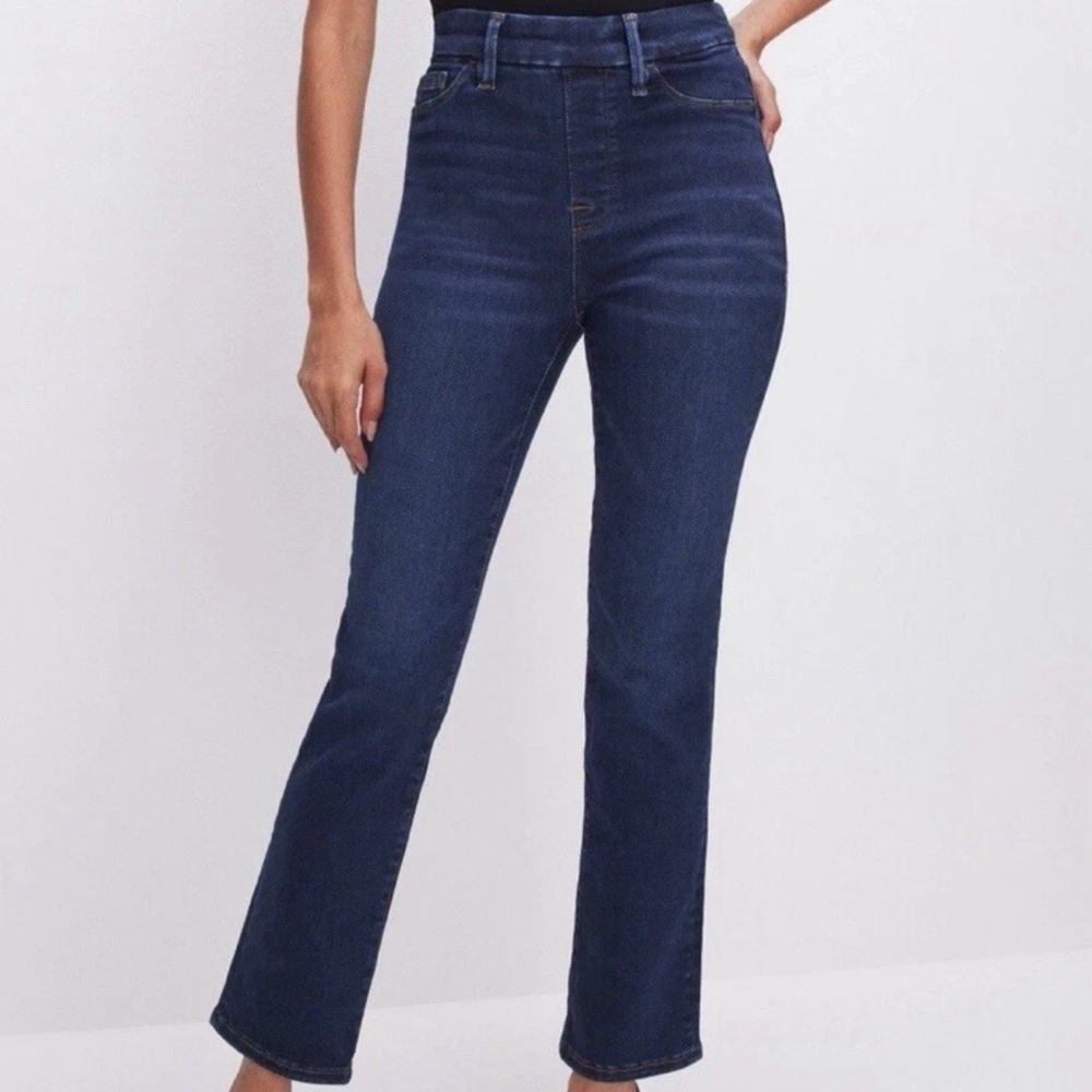 Good American Women's Power Stretch Pull On Straight Jeans Blue Size M - Picture 1 of 10